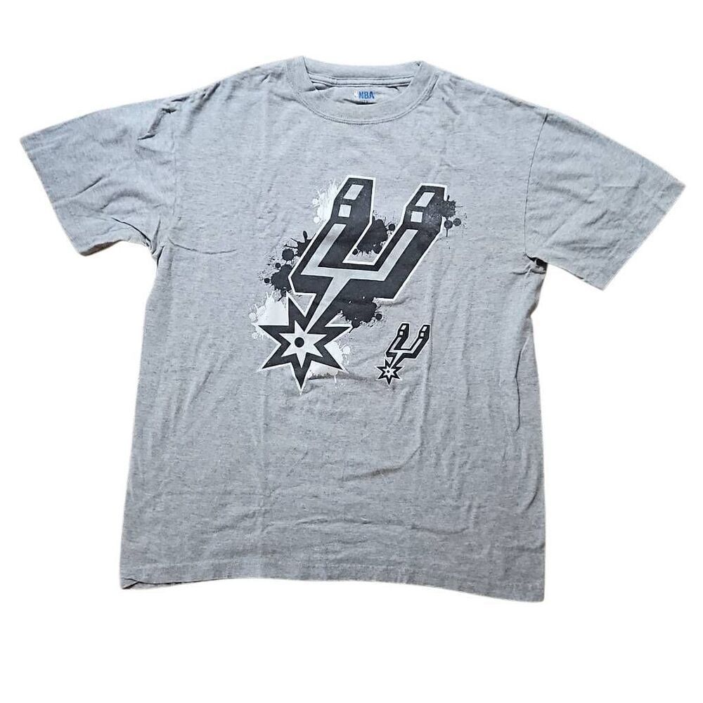 NBA Men's San Antonio Spurs Short Sleeve Tee Gray Black Logo Large